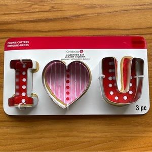 Valentines Cookie Cutters Set, I ❤️ U I Love You, 3 pieces